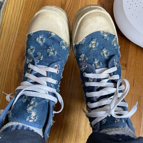 VTG ESNY denim platform sneaker boots. 7.5 - Picture 1 of 12